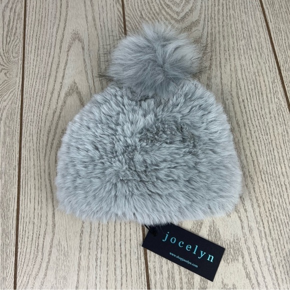 Jocelyn Women\'s Superfluff Faux Fur & Faux Pom Hat Beanie OS Light Gray $85